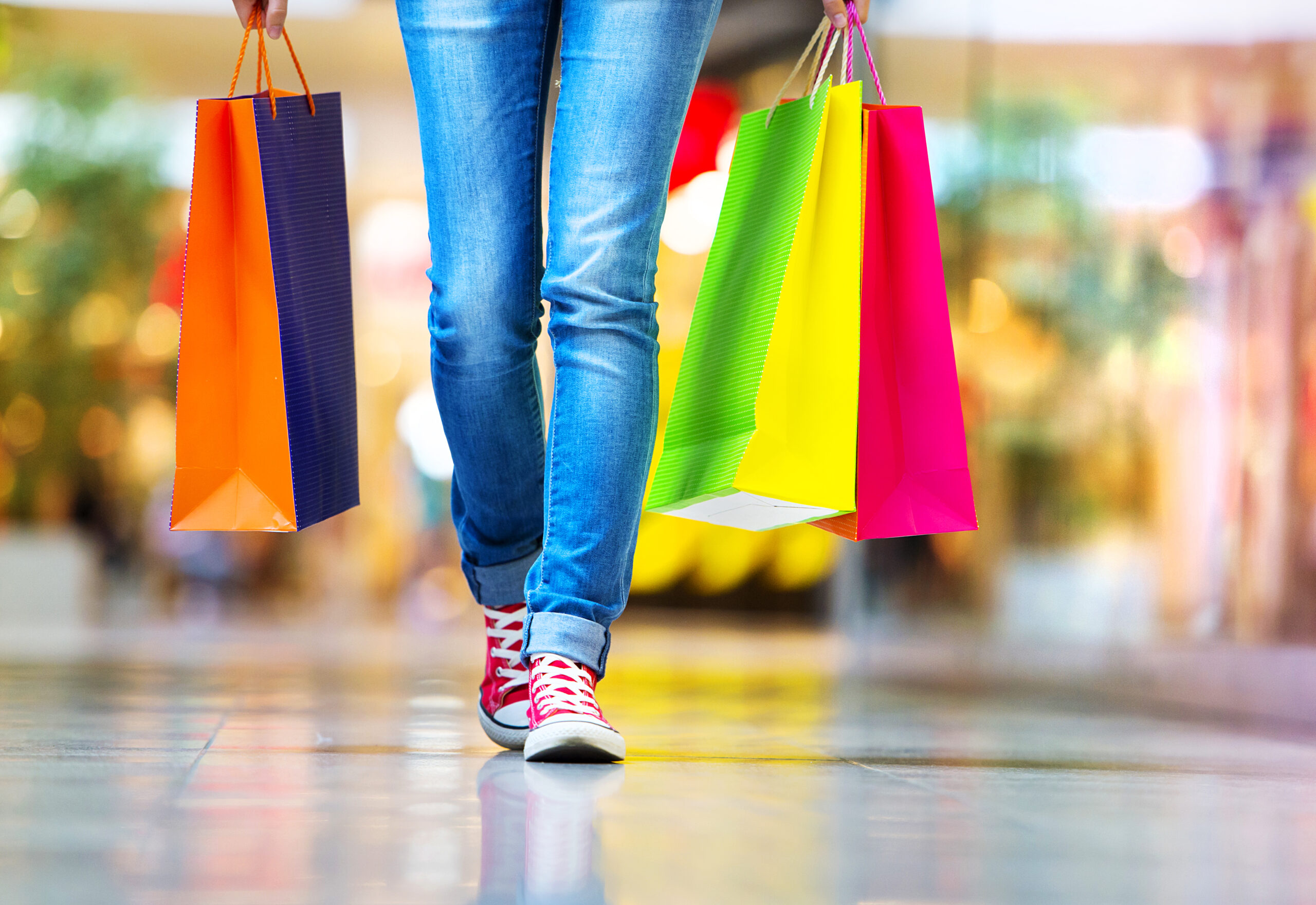 Girl with shopping bags retail woman shopping